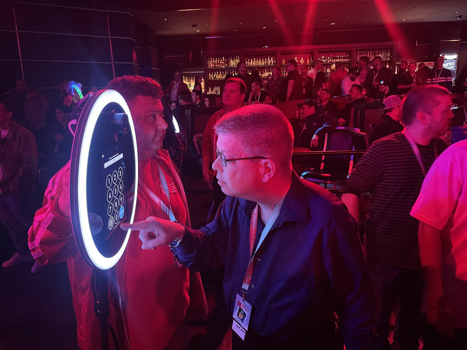 Guest using the 360-degree video photo booth, Reggie Parker Events